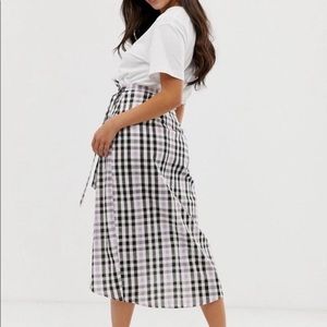 ASOS Gingham Midi Wrap Skirt